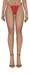ROSALIE EMBROIDERED LACE & MESH CROTCHLESS THONG