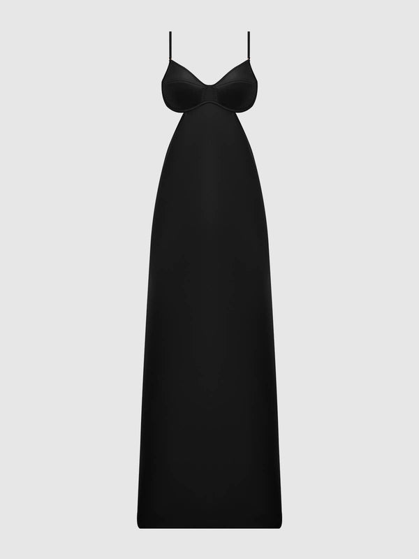 BRIGETA SATIN MONO WIRE LONG GOWN