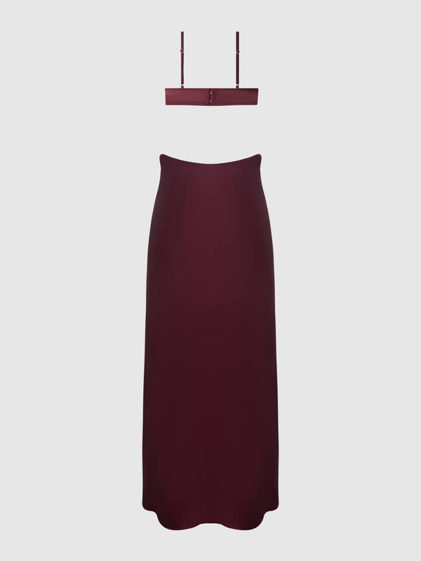 BRIGETA SATIN MONO WIRE LONG GOWN