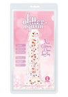 Glittergasm Swirl Clear Dildo with Suction Cup - Orange/Red/Golden Glitter - Gold/Orange/Red