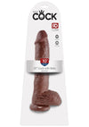 King Cock Dildo with Balls - Brown/Chocolate - 10in