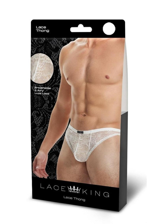 Lace King Lace Thong - White - Large/XLarge
