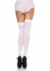 Leg Avenue Opaque Thigh Highs with Satin Bow Accent - Red/White - One Size