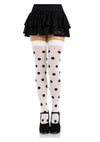 Leg Avenue Polka Dot Opaque Thigh Highs - Black/White - One Size