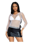 Leg Avenue Spandex Long Sleeved Industrial Net Shirt - White - One Size