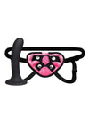 Lux Fetish Strap-On and Dildo - Black/Pink - 6in - Set