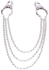 Master Series Affix Triple Chain Nipple Clamps - Metal/Silver