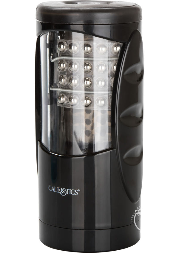 Optimum Power Ultimate Power Stroker Beaded Vibrating Masturbator - Black