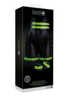 Ouch! Thigh Cuffs with Belt and Handcuffs - Glow In The Dark/Green - Medium/Small