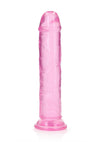 Realrock Crystal Clear Straight No Balls Dildo - Clear/Pink - 9in