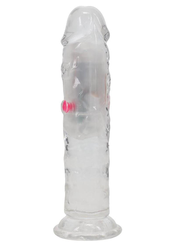 Realrock Vibrating Led Wireless Rechargeable Remote Control Straight Cock - Clear - 6in
