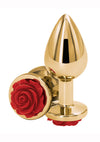Rear Assets Rose Aluminum Anal Plug - Gold/Metal/Red - Medium