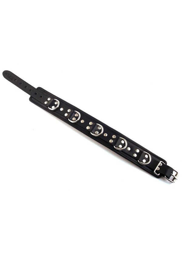 Rouge 5 D Ring Leather Collar - Black