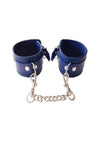Rouge Plain Leather Adjustable Ankle Cuffs - Blue