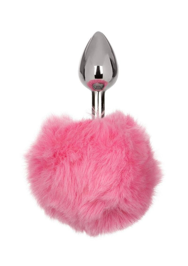 Running Wild Faux Fur Bunny Tail and Metallic Anal Plug - Metal/Pink