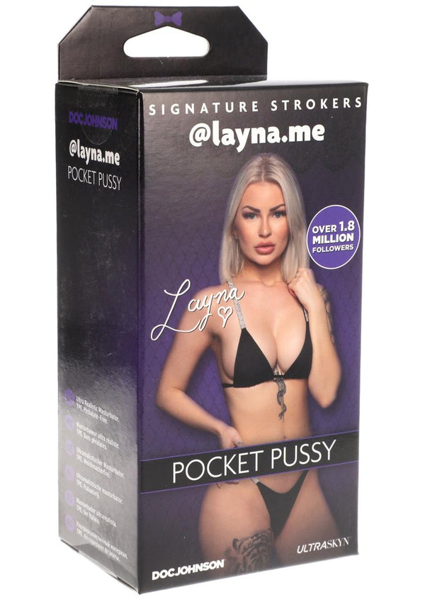 Signature Strokers Girls Of Social Media @Layna.me Pocket Pussy Masturbator - Flesh/Vanilla