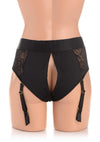 Strap U Laced Seductress Lace Crotchless Panty Harness with Garter Straps