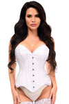 Top Drawer White Satin w/White Lace Overlay Steel Boned Overbust Corset