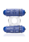 4t Double Wammy Silicone Rechargeable Dual Vibrating Couples Cock Ring - Blue/Blueberry