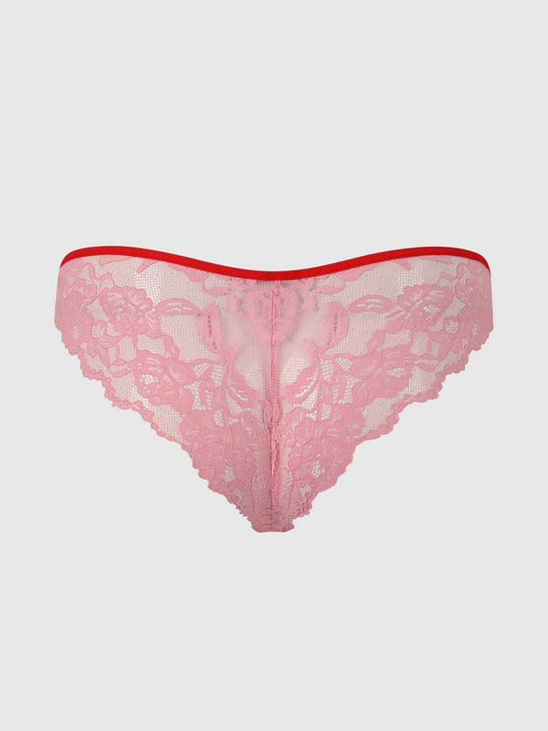 BELLA LACE UP FRONT LACE CROTCHLESS TANGA