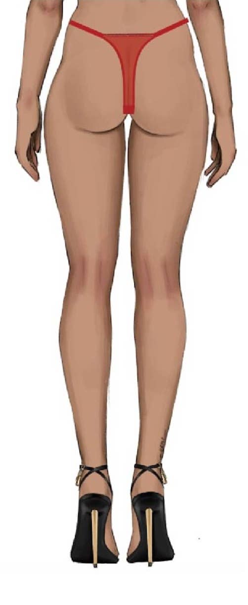 ROSALIE EMBROIDERED LACE & MESH CROTCHLESS THONG
