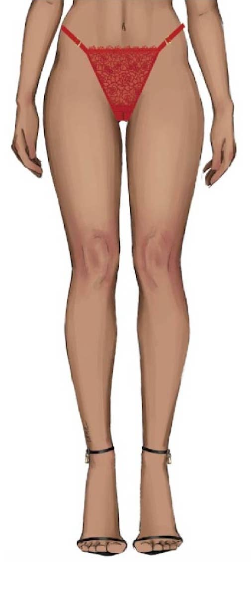 ROSALIE EMBROIDERED LACE & MESH CROTCHLESS THONG