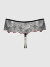 ILENA EMBROIDERED TULLE & PEARL CROTCHLESS THONG