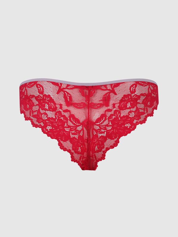BELLA LACE UP FRONT LACE CROTCHLESS TANGA