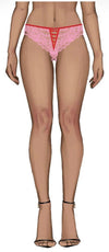 BELLA LACE UP FRONT LACE CROTCHLESS TANGA