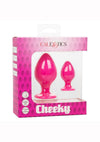 Cheeky Silicone Textured Anal Plugs - Pink - Large/Small - Set Of 2