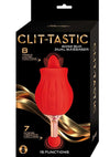 Clit-Tastic Rose Bud Dual Massager Rechargeable Silicone with Clitoral Stimulator - Red