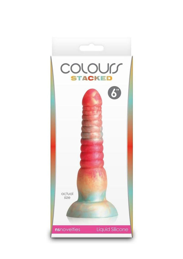 Colours Stacked Silicone Dildo - Gold/Red - 6in