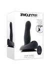 Come Closer Rechargeable Silicone Strap-On Vibrator with Remote - Black