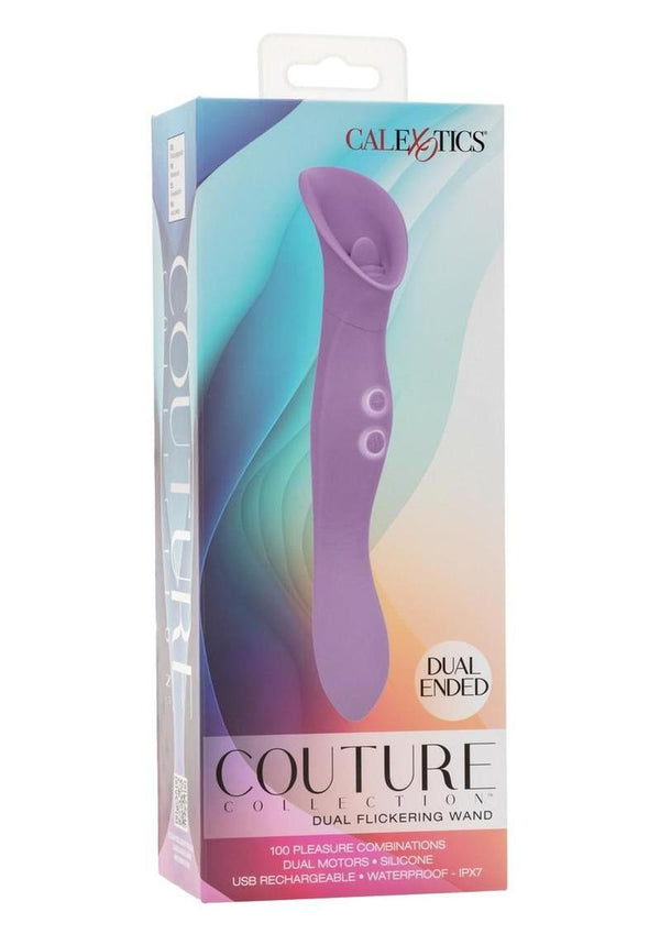 Couture Collection Dual Flickering Rechargeable Silicone Wand - Purple