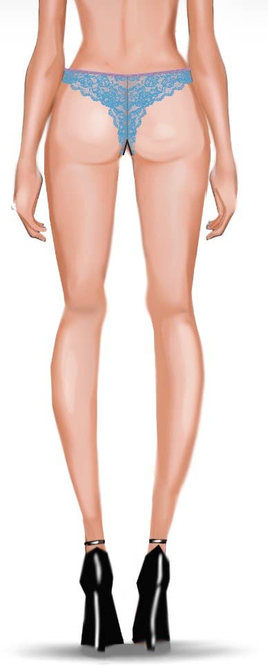 BELLA LACE UP FRONT LACE CROTCHLESS TANGA