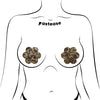 Daisy: light nude with black lace flower nipple pasties
