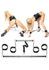 Fetish Fantasy Spread 'Em Bar and Cuffs - Black/Silver - Set