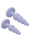 First Time Crystal Beaded Duo Silicone Anal Probe - Purple - 2 Piece/Set
