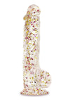 Glittergasm Realistic Clear Dildo with Balls and Suction Cup - Blue/Purple/Violet Glitter - Blue/Purple