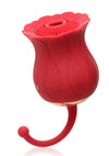 Inmi Bloomgasm Royalty Rose Rechargeable Silicone Textured Suction Clitoral Stimulator - Red
