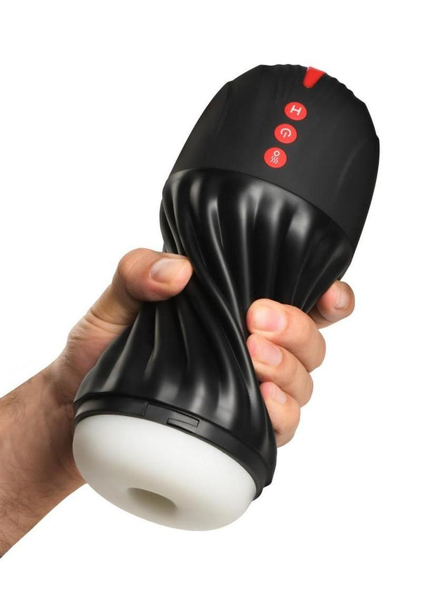 Jock Sucking and Vibrating Rechargeable Masturbator