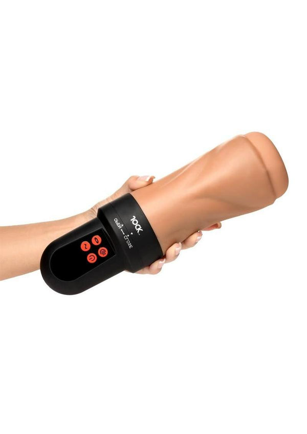 Jock Sucking and Vibrating Rechargeable Masturbator