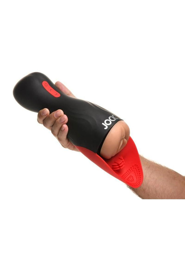 Jock Sucking and Vibrating Rechargeable Pussy Masturbator