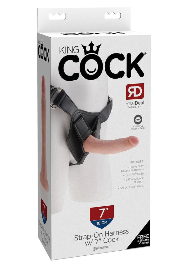 King Cock Strap-On Harness with Dildo - Vanilla - 7in
