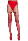 Leg Avenue Dual Strap Iridescent Studded Thigh High Garter Suspender with Mini Hearts