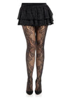 Leg Avenue Fleurine Eyelet Lace Tights - Black - One Size