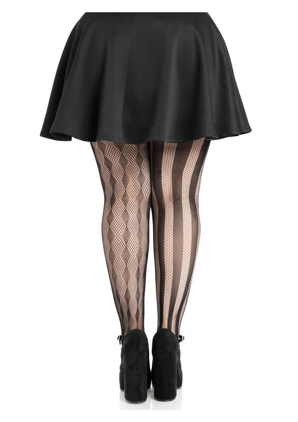 Leg Avenue Harlequin Net Tights - 1x/2x - Black