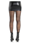 Leg Avenue Horizontal Striped Net Tights - Black - One Size