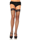 Leg Avenue Stay Up Fishnet Lace Top Thigh High - Black - One Size