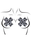 Leg Avenue X Factor Adhesive Nipple Jewel Stickers - Black - One Size
